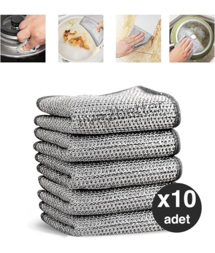Çelik Bulaşık Temizleme Bezi 10'lü