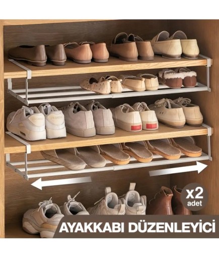 Metal Çok Amaçlı Dolap İçi Organizatör Raflar 2'li